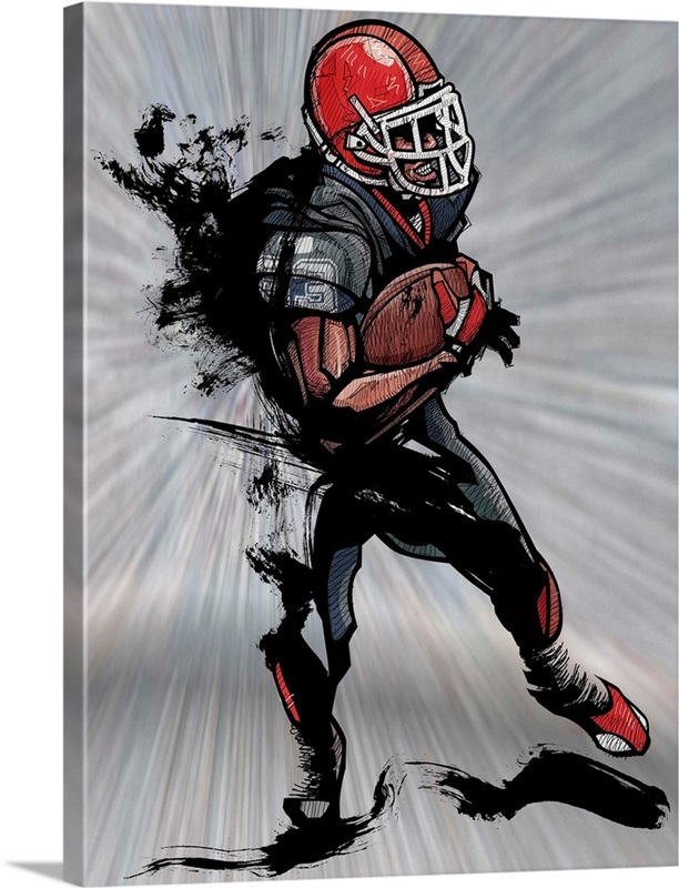 American football player holding football Great Big Canvas