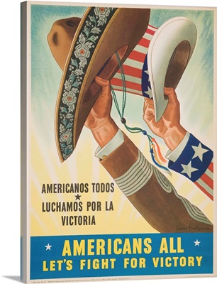 Americans All Let's Fight For Victory Poster By Leon Helguera
