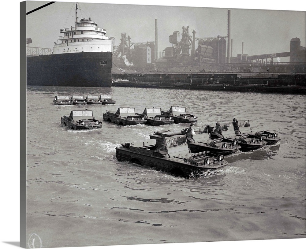 Amphibious Jeeps for Allied Fighters. Dearborn, Michigan: The Jeep, trademark of American troops on every fighting front, ...