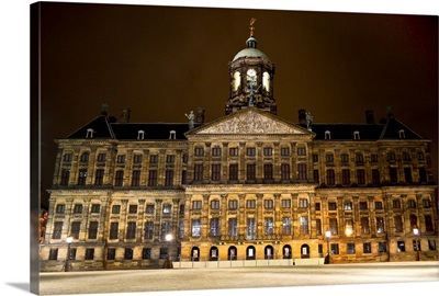 Amsterdam Royal Palace illuminated at night
