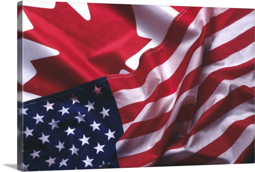 An American and Canadian flag Wall Art, Canvas Prints, Framed Prints
