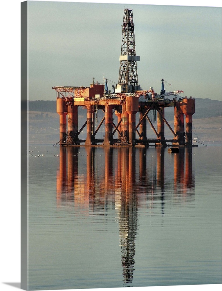 The Semi Submersible Oil Rig the Transocean Wildcat in the Cromarty Firth, Scotland.