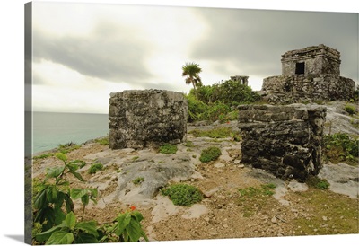 Ancient ruins in the site of Tulum, Mexico