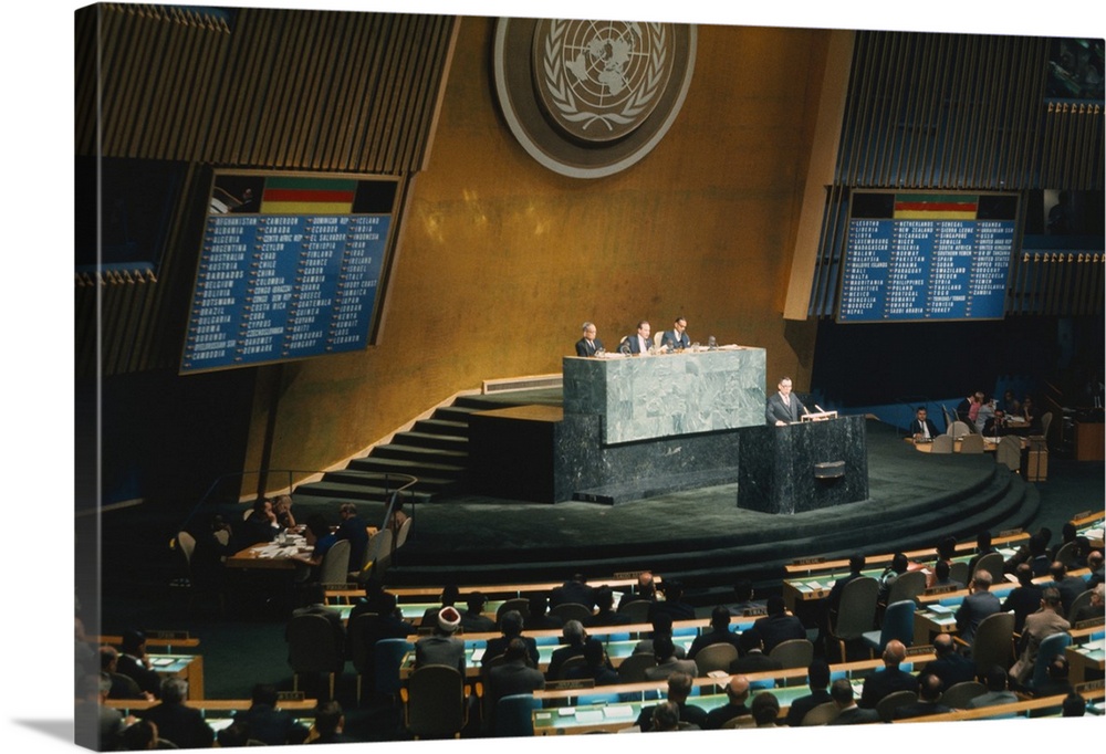 United Nations, N.Y.: Soviet Foreign Minister Andrei Gromyko, addressing the U.N. General Assembly, renews Moscow's explan...