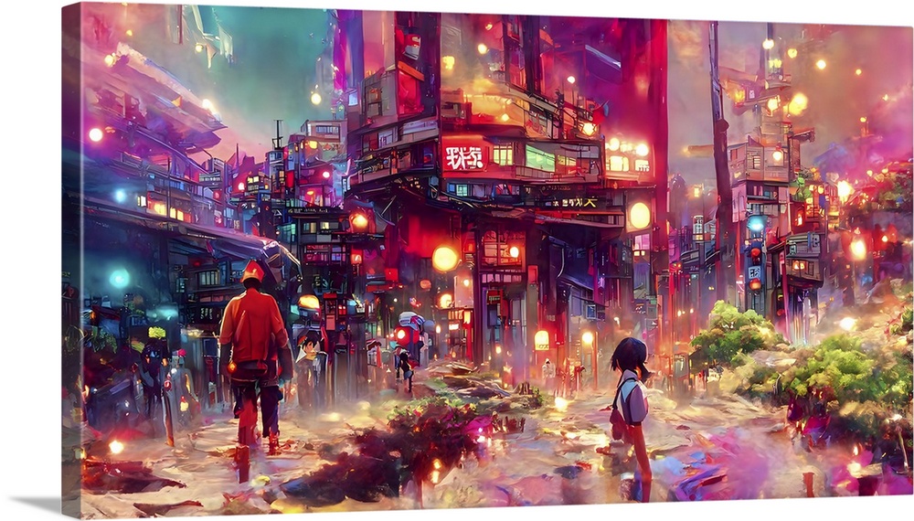 Anime street scene, originally computer generated.