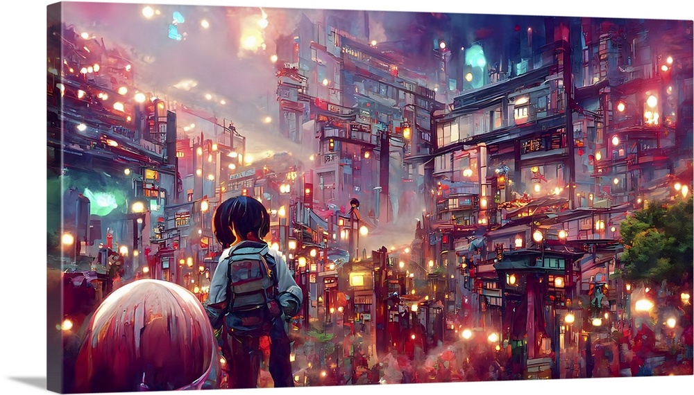 Anime street scene, originally computer generated.