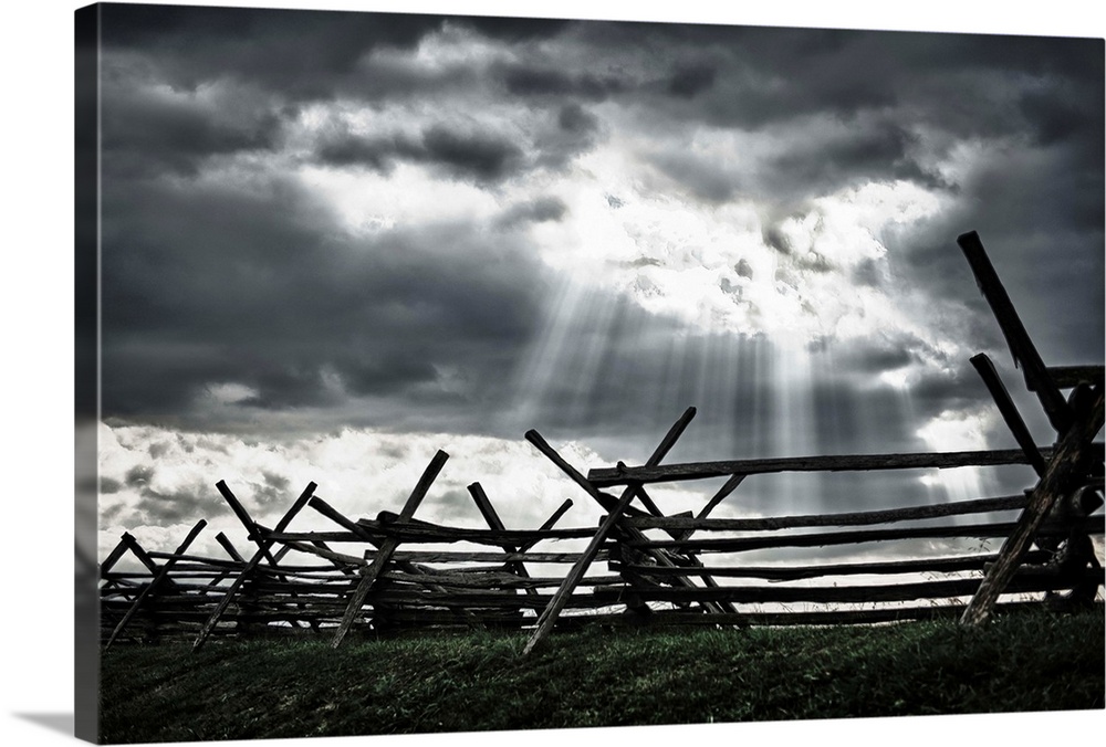 Light breaking through clouds at along Bloody Lane on Antietam Battlefield.
