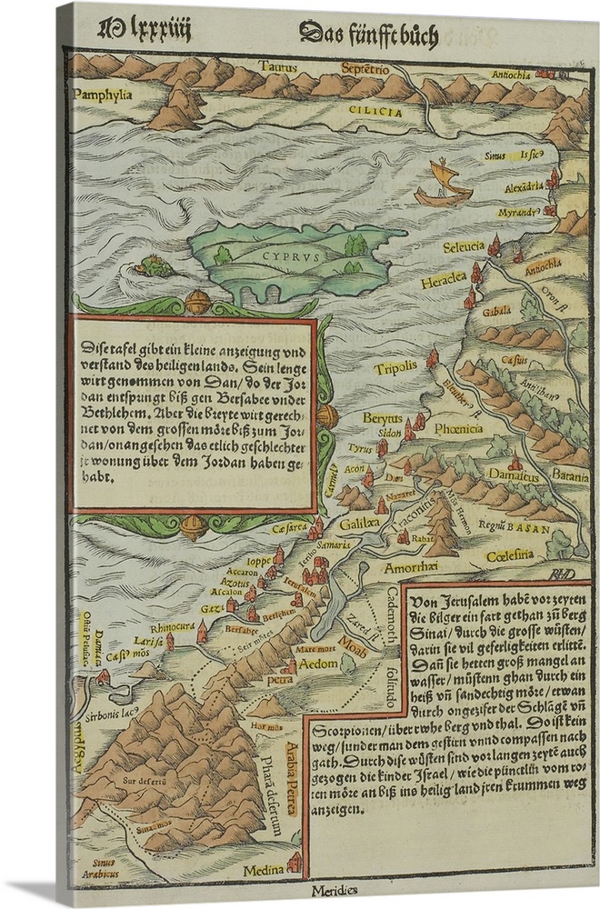 Antique map of coast of present day Lebanon and Syria