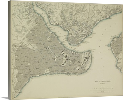 Antique map of Constantinople, present day Istanbul