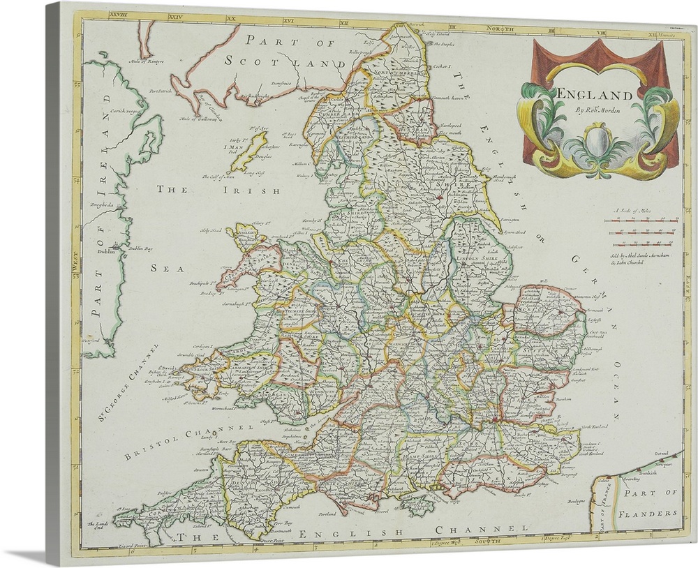 Antique map of England