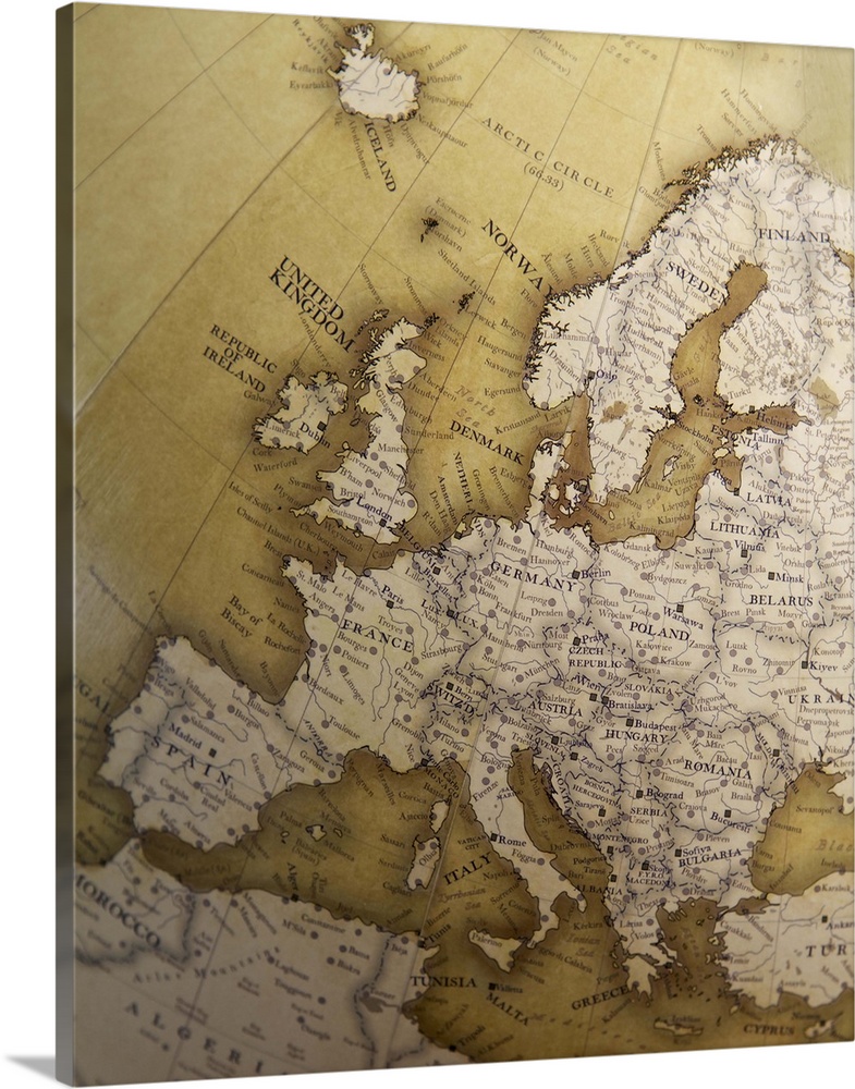 Antique map of europe. Old world.