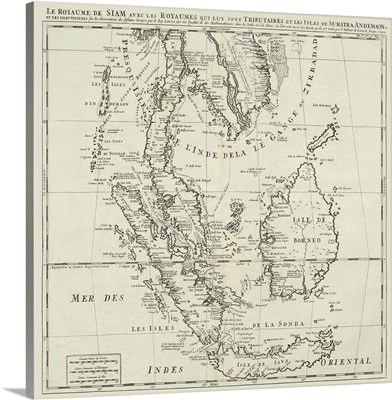 Antique map of Indonesian islands and Siam