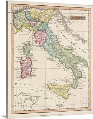 Antique map of Italy and surrounding islands