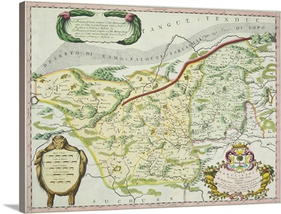 Antique map of route of Marco Polo
