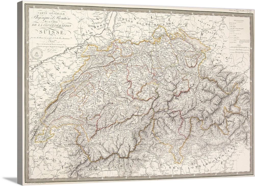 Antique map of Switzerland