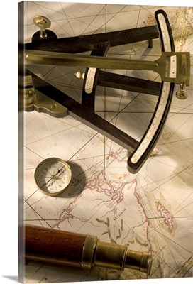 Antique nautical navigation tools