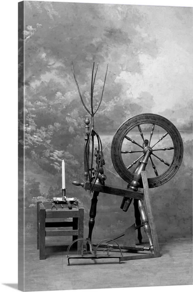 Old time spinning wheel. Photograph, undated. BPA2