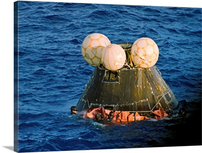 Apollo 13 Capsule after splashdown in the Pacific Ocean