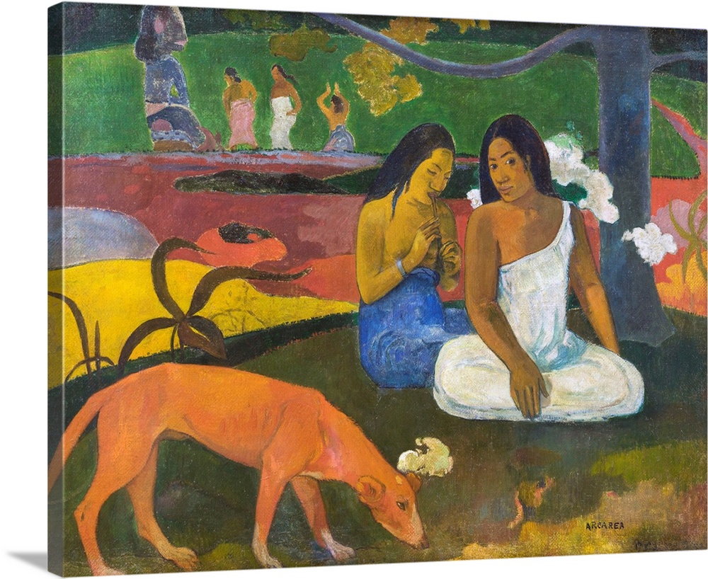 Paul Gauguin, Arearea, 1892, oil on canvas, 75 x 94 cm (29.5 x 37 in), Musee d'Orsay, Paris.