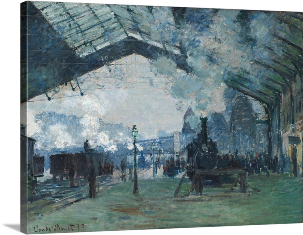 Claude Monet (French, 1840-1926), Arrival of the Normandy Train, Gare Saint-Lazare, 1877. Originally oil on canvas, Art In...