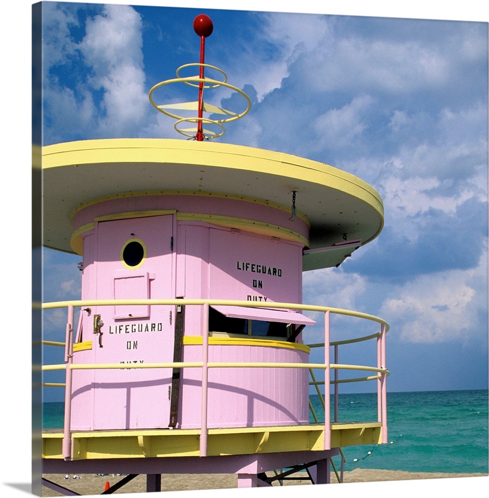 Art deco lifeguard station, Miami, South Beach, FL.Lifeguard Hut, Pastel Colored, Art Deco, Western Script, Architecture, ...