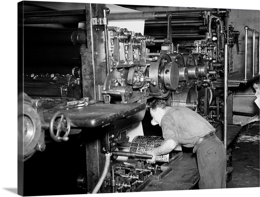 Attaching Plates to Printing Machine, Ridgewood, New Jersey Wall Art