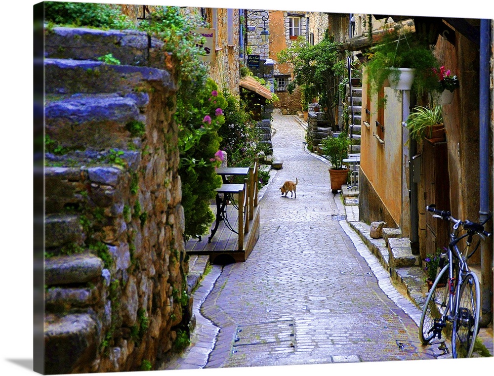 A picturesque alley in the village of Tourrettes-sur-Loop, in Provence, France.