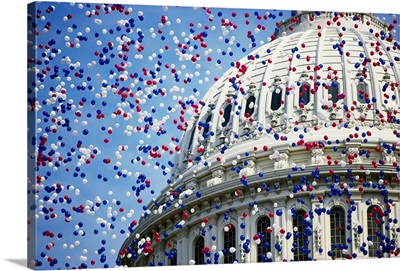 Balloons Floating Over U.S. Capitol Dome