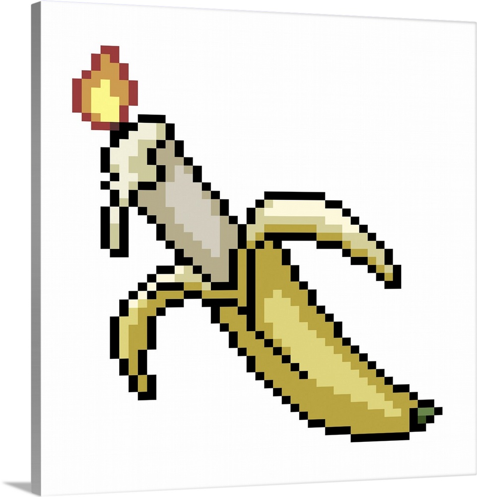 vector pixel art banana candle isolated cartoon