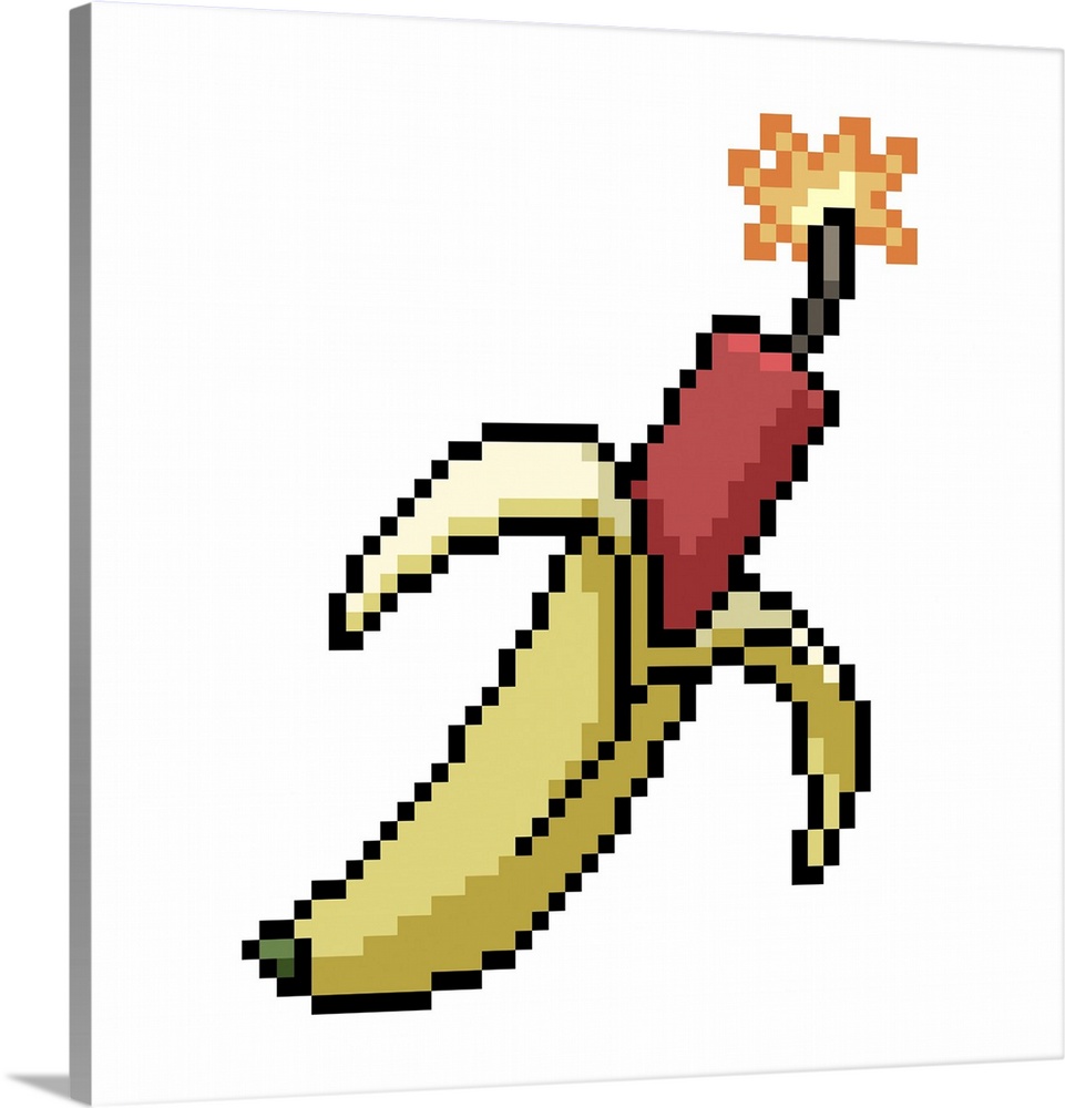 vector pixel art banana dynamite isolated cartoon