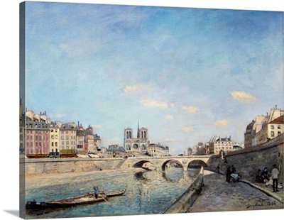 Banks of the Seine and Notre Dame Cathedral in Paris by Johan Jongkind