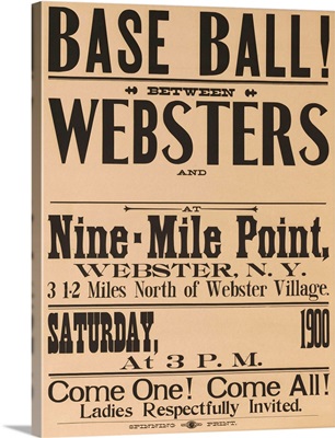 Base Ball Between Websters, 1900 Baseball Poster