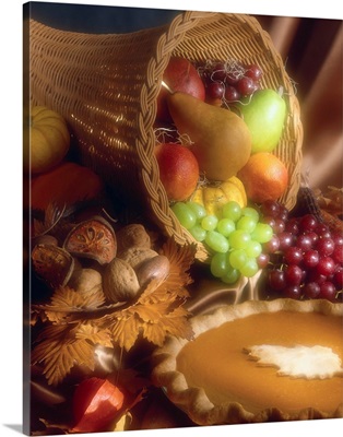 Basket Of Fruit And Pumpkin Pie