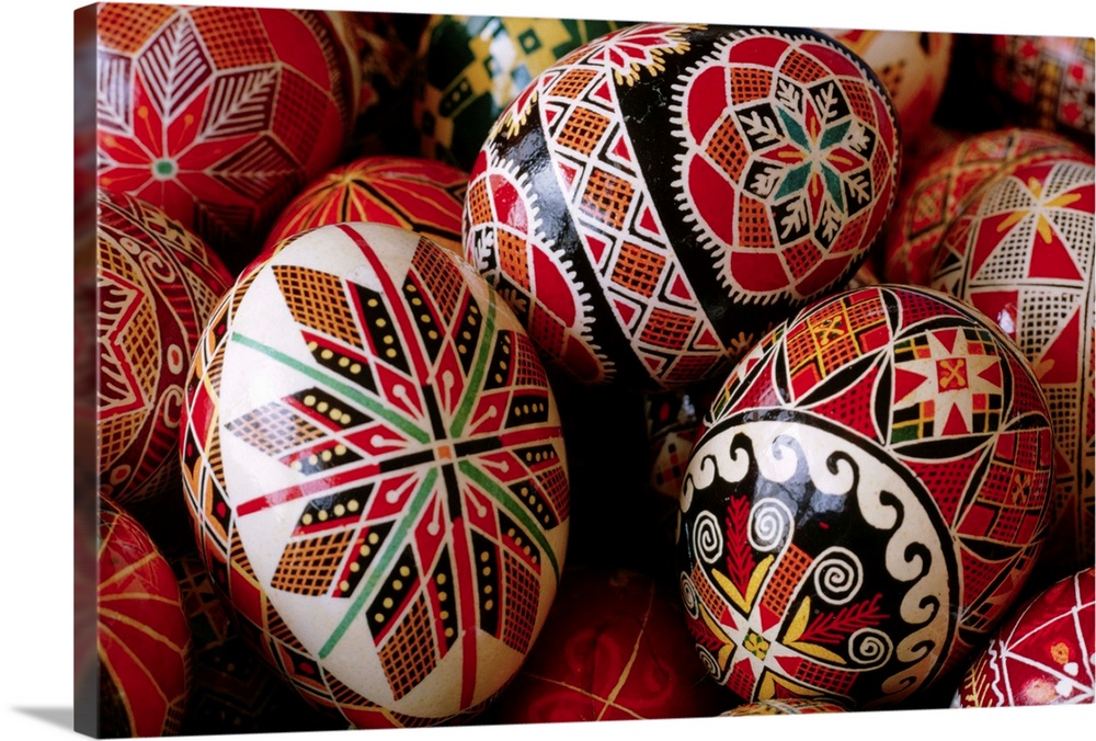 Ukrainian-American women and girls make decorative eggs each Spring.