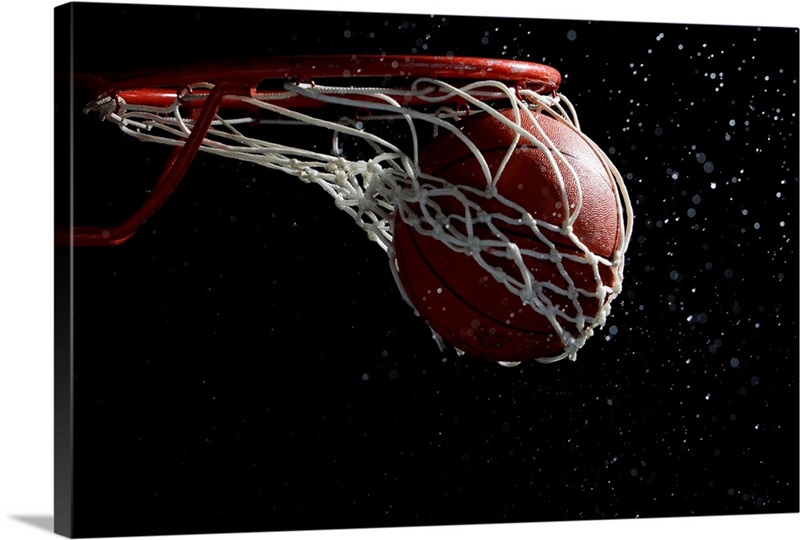 Basketball going through hoop Great Big Canvas