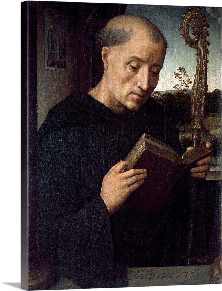 St. Benedict, 1487 - Benedict of Nursia (Italian: San Benedetto da Norcia) (c.480547) by by Hans Memling Galleria degli Uf...