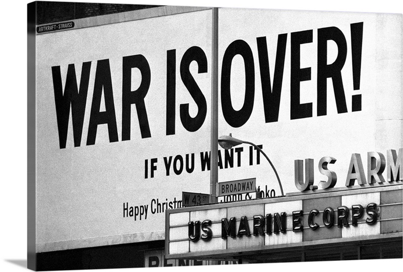 Billboard in Times Square, War is Over! Solid-Faced Canvas Print