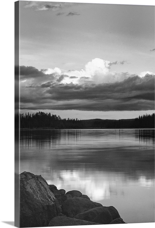 Black and White Lake Reflection | Great Big Canvas