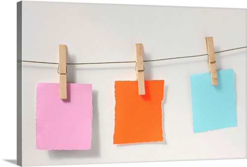 Blank notes on laundry clothesline | Great Big Canvas