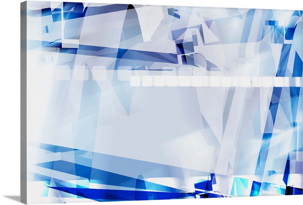 Blue and white abstract with transparent geometric shapes