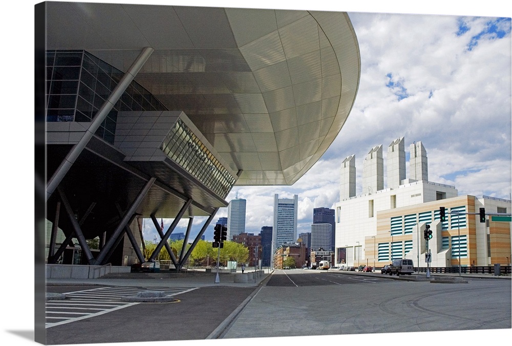 Low angle view of buildings in a city, Boston Convention And Exhibition Center, Boston, Massachusetts, USA