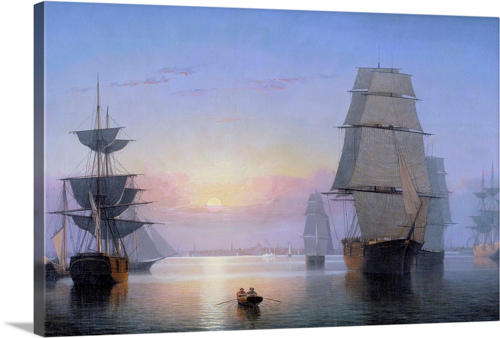 Boston Harbor at Sunset, 1850. Painting by Fitz Hugh Lane (1804-1865), 1850. Private collection