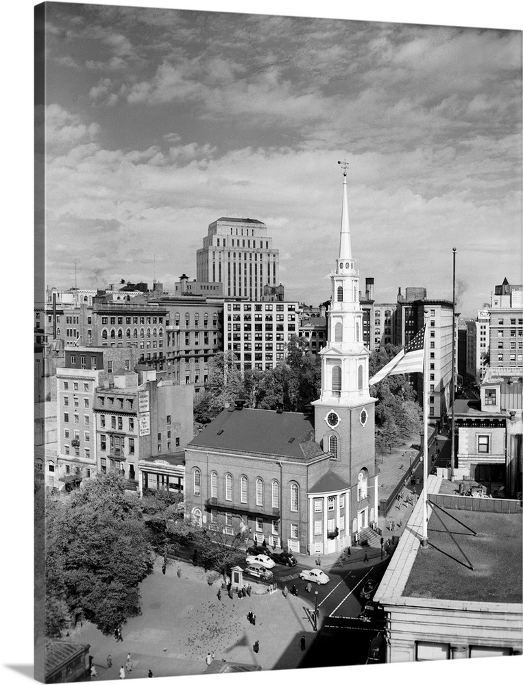 Boston's famed Brimstone Corner (the corner of park and Tremonts streets), on which stands the Park Street Church, whose w...