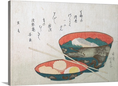 Bowl Of Fish And Noodles (New Year Meal) By Teisai Hokuba