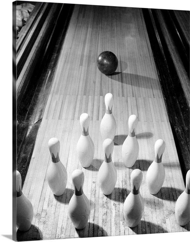 Bowling Ball Heading Toward Pins Wall Art, Canvas Prints, Framed Prints 