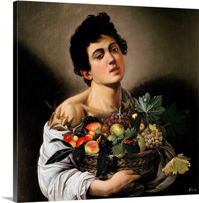 Boy With Basket Of Fruit