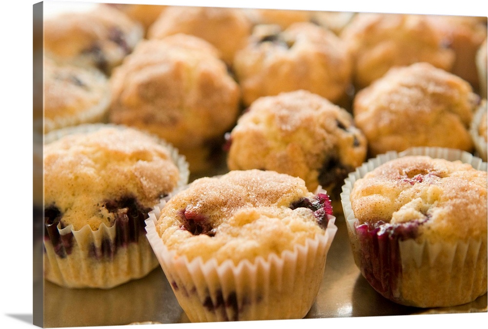 Boysenberry muffins on a platter