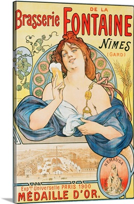 Brasserie De La Fontaine Poster By Artigue