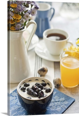 Breakfast with Orange and Blueberries