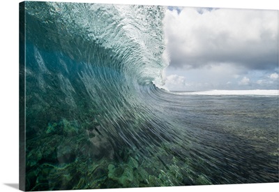 Breaking wave over a coral reef, Rarotonga, Cook Islands